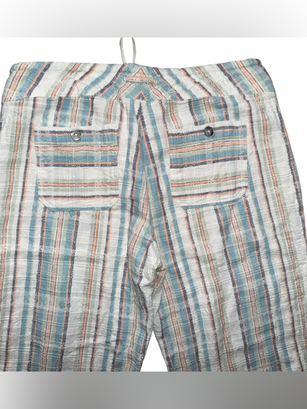 Sundance Gigi Textured Cotton Boho Pants Coastal Resort Stripe Women M - Picture 7 of 8